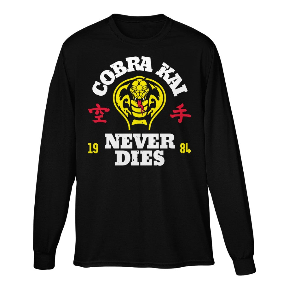Cobra Kai Never Dies Adult Black Long Sleeve Tee – Sony Pictures
